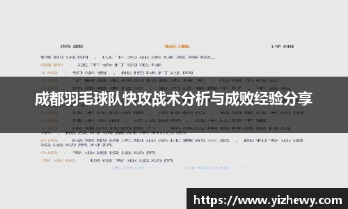 成都羽毛球队快攻战术分析与成败经验分享